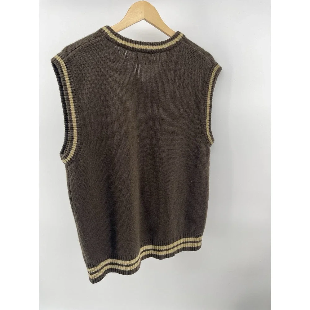 South‎ Pole Sweater Vest Men Medium Brown V Neck Knit Y2K Streetwear